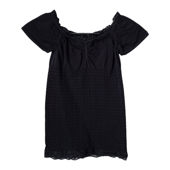 VICTORIA'S SECRET Vintage Y2K Off Shoulder Sheer Mesh Bodycon Blouse Baddie M - Picture 1 of 9
